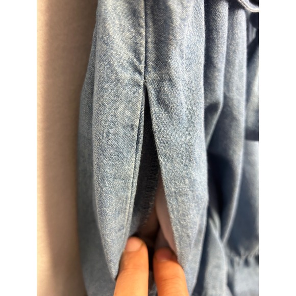 Draper James RSVP Denim Chambray Midi Dress Shirt Collar Belted Tiered Skirt M - Picture 10 of 10